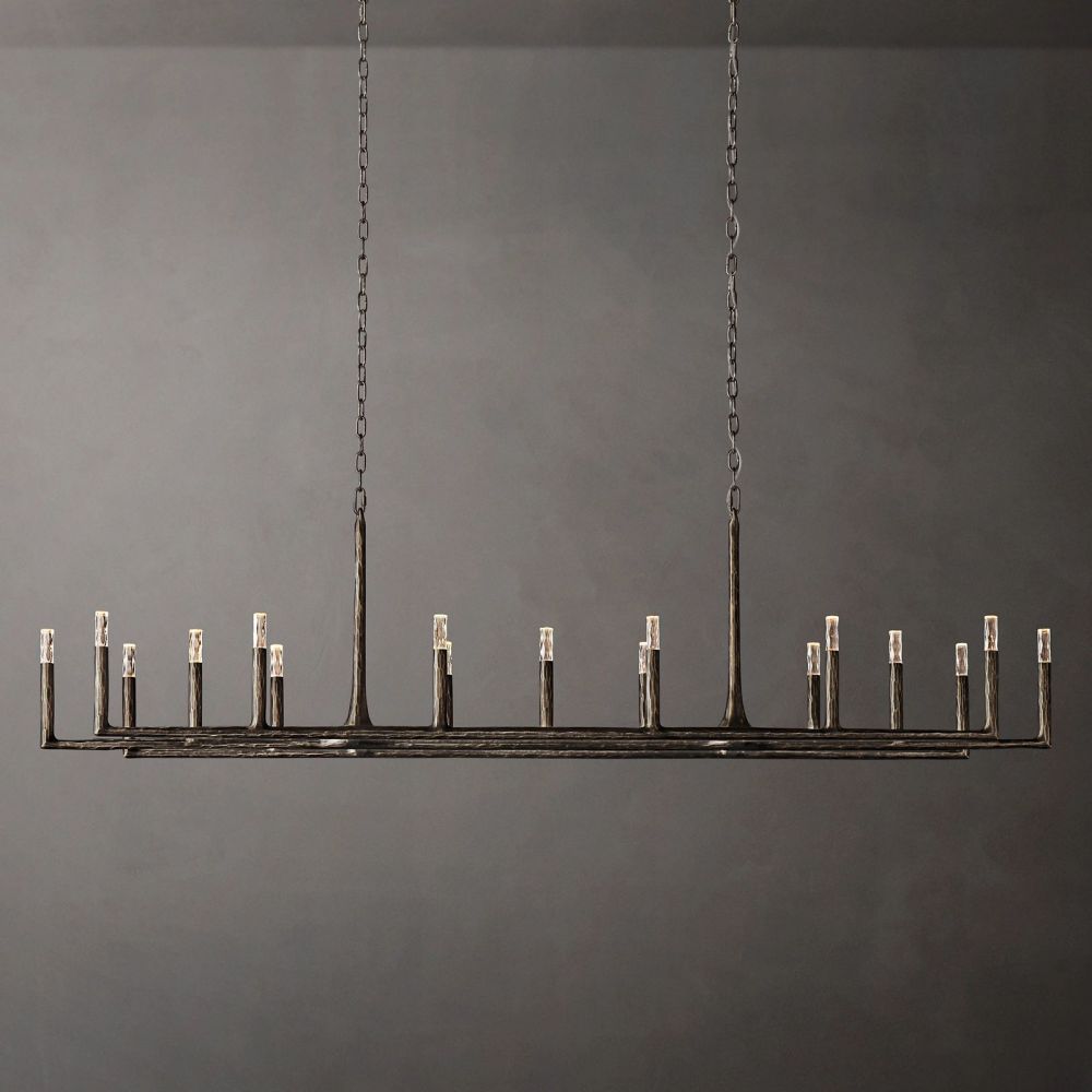 Thaddeus Artisan Forged Linear Chandelier 96"