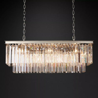 Odeon Deco Prism Rectangular Tiered Chandelier 40"