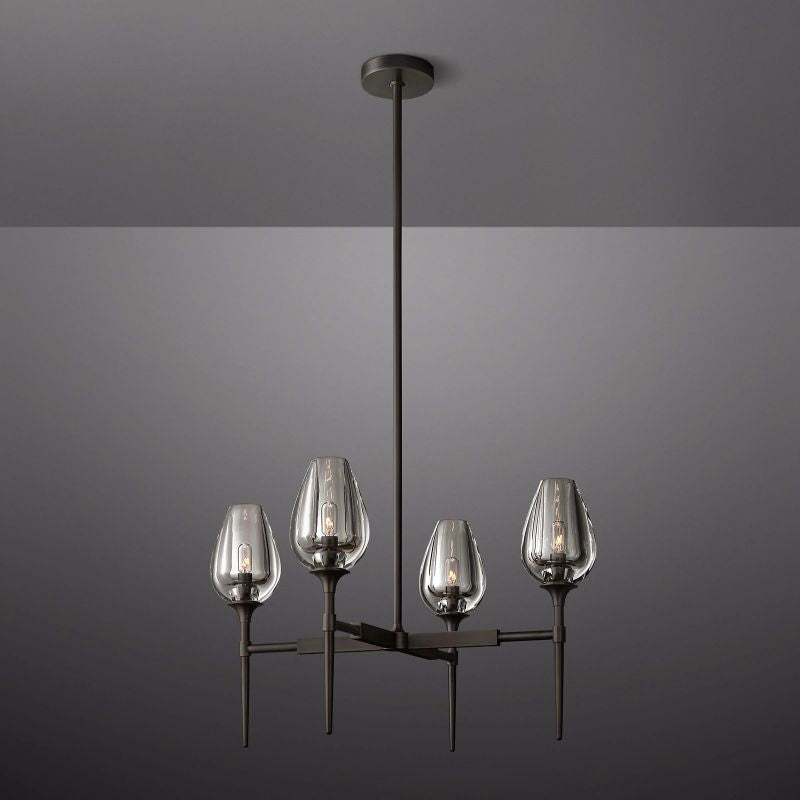 Tulip Crystal Petal Round Chandelier 27"