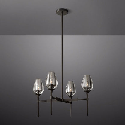 Tulip Crystal Petal Round Chandelier 27"