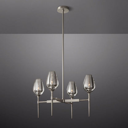 Tulip Crystal Petal Round Chandelier 27"