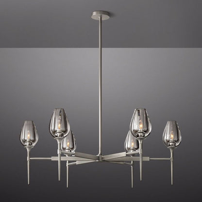 Tulip Crystal Petal Round Chandelier 42"