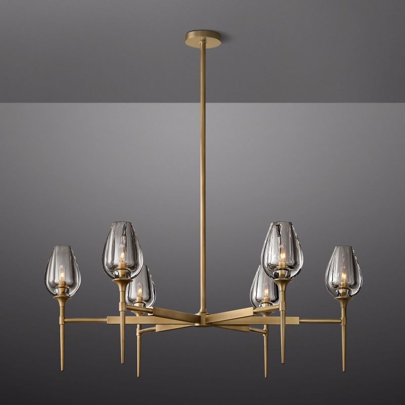 Tulip Crystal Petal Round Chandelier 42"