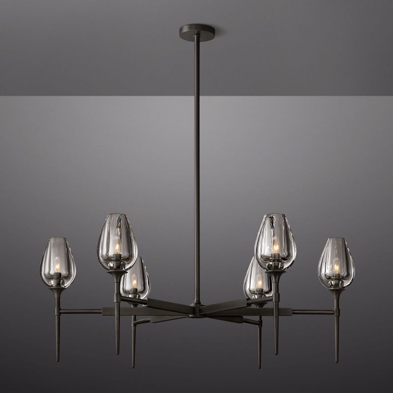 Tulip Crystal Petal Round Chandelier 42"