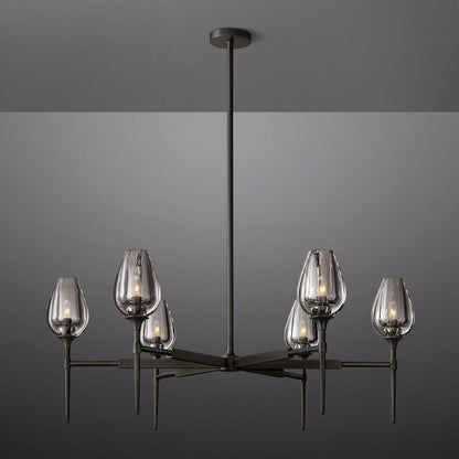 Tulip Crystal Petal Round Chandelier 42"