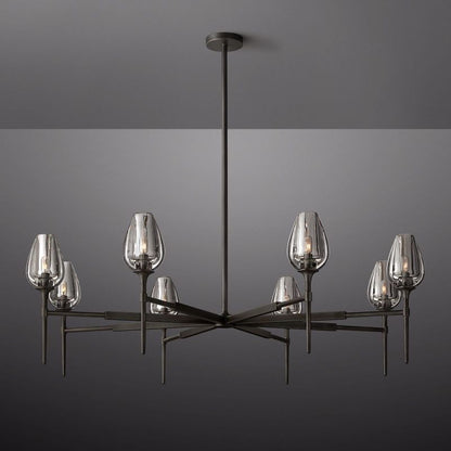 Tulip Crystal Petal Round Chandelier 54"