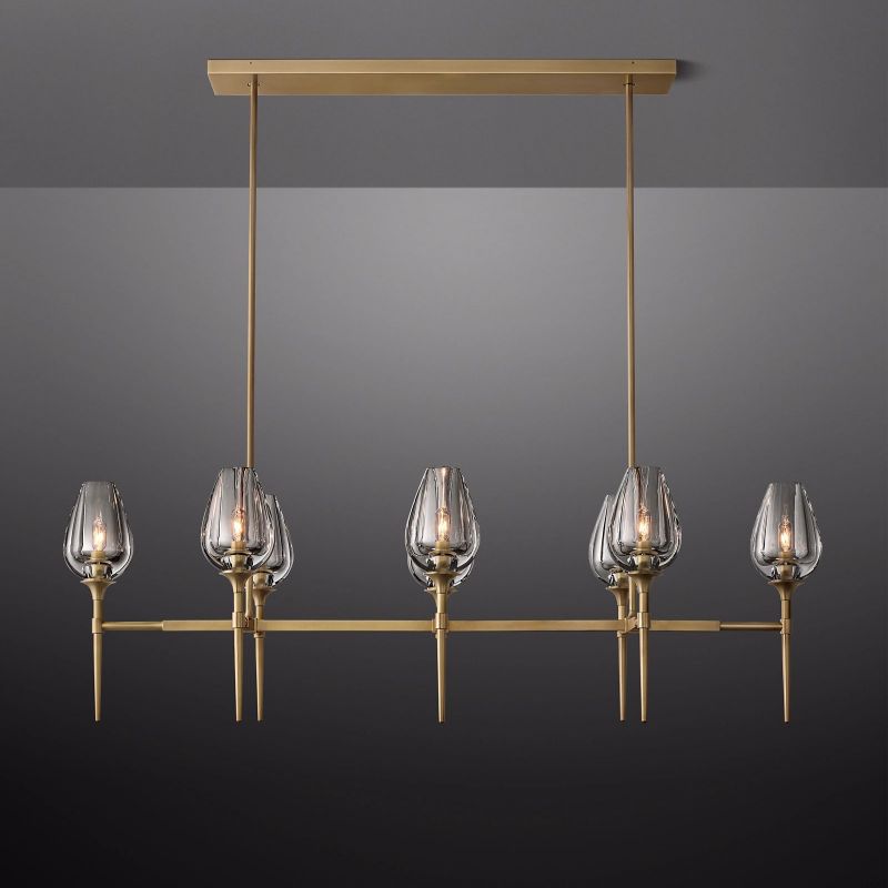 Tulip Crystal Petal Linear Chandelier 52"