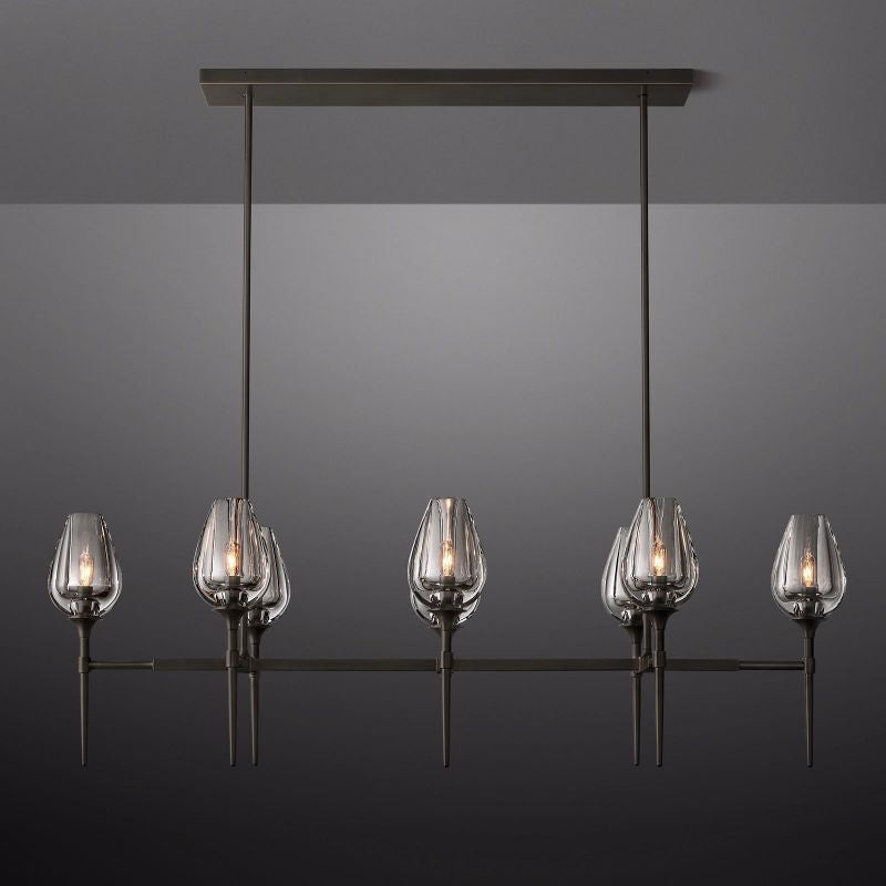 Tulip Crystal Petal Linear Chandelier 52"