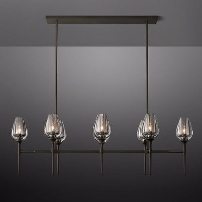 Tulip Crystal Petal Linear Chandelier 52"