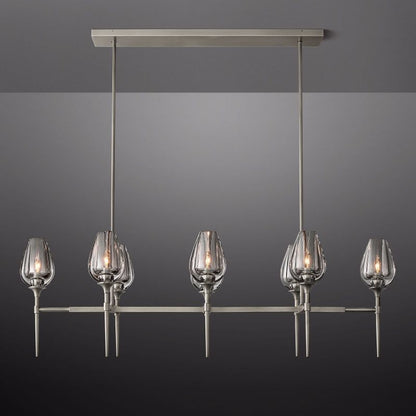 Tulip Crystal Petal Linear Chandelier 52"