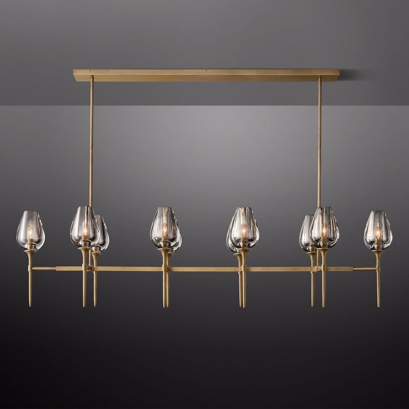 Tulip Crystal Petal Round Chandelier 65"