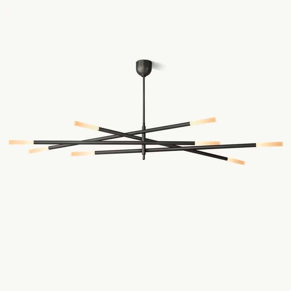 Rousselin 8-Light Mobile Rod Chandelier 65"