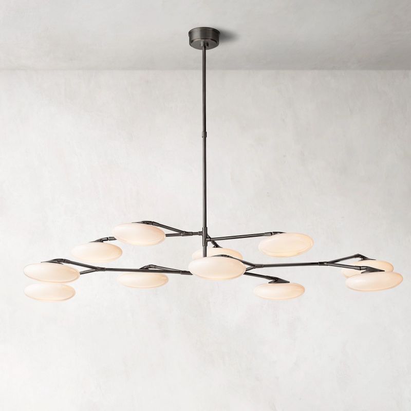 Sylvaine Frosted Glass Two-Tier Chandelier 65"