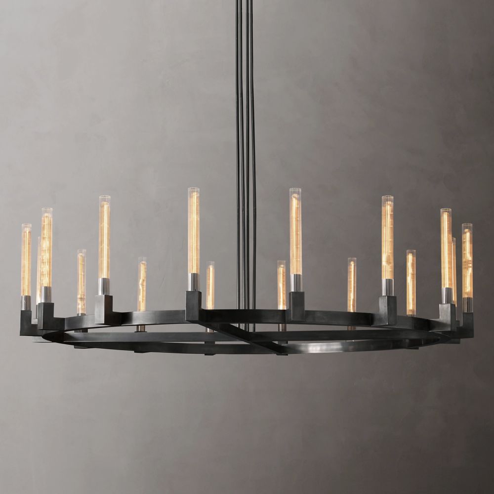 Cannele Ribbed Glass Round Chandelier 72"