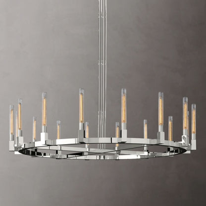 Cannele Ribbed Glass Round Chandelier 72"