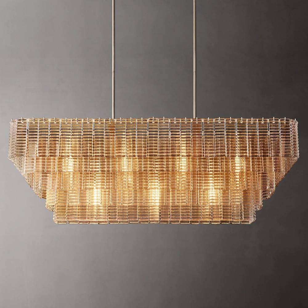 Sirene Draped Glass Rectangle Chandelier 59"