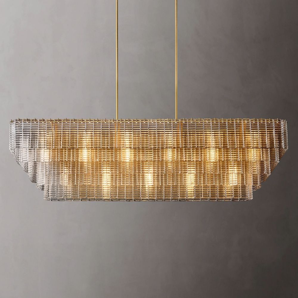 Sirene Draped Glass Rectangle Chandelier 77"