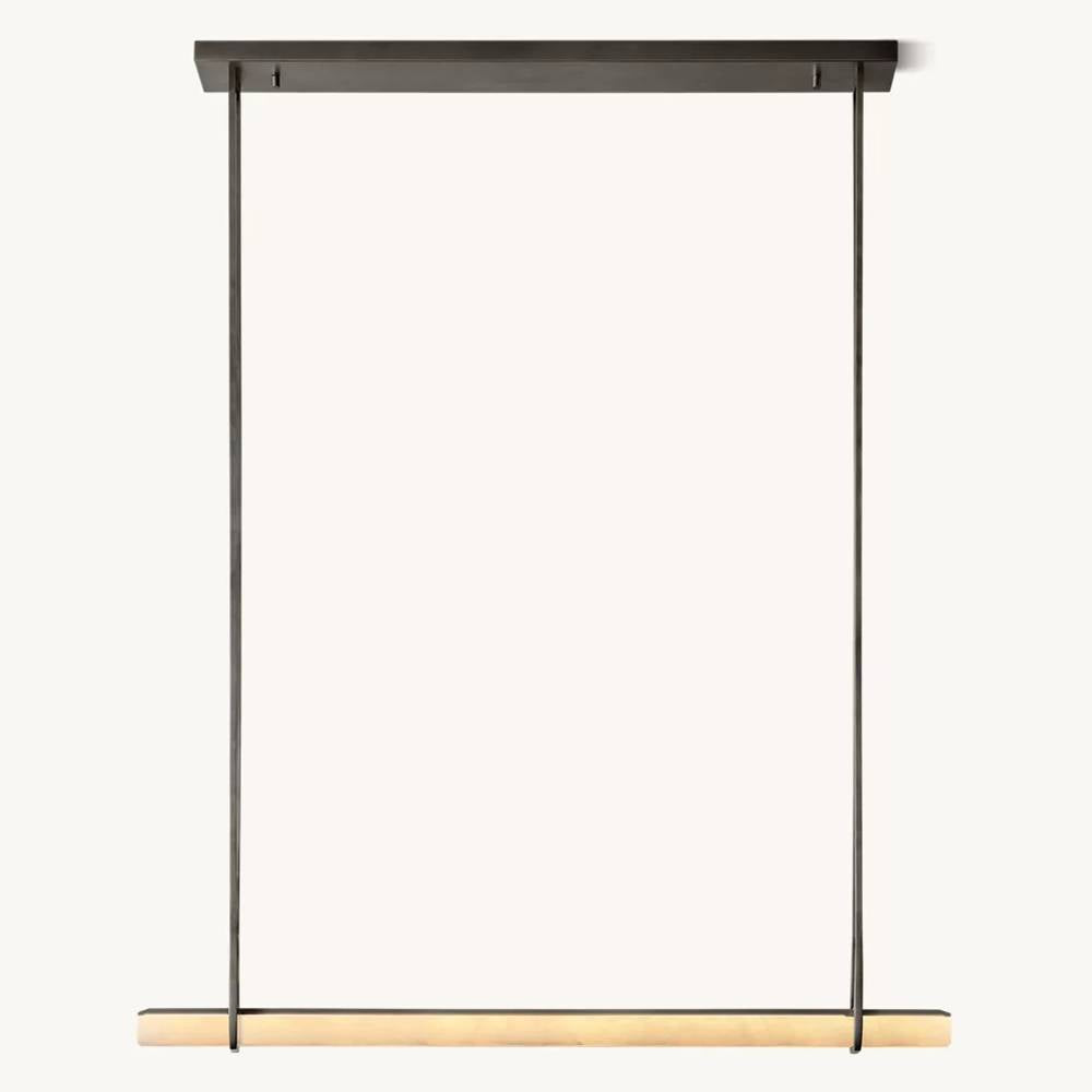 Audubon Sculpt Alabaster Single Bar Linear Chandelier 60"