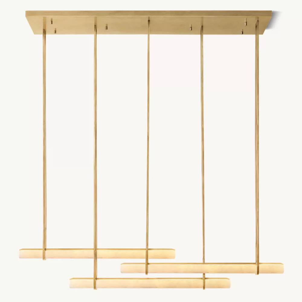 Audubon Sculpt Alabaster Triple Bar Linear Chandelier 72"
