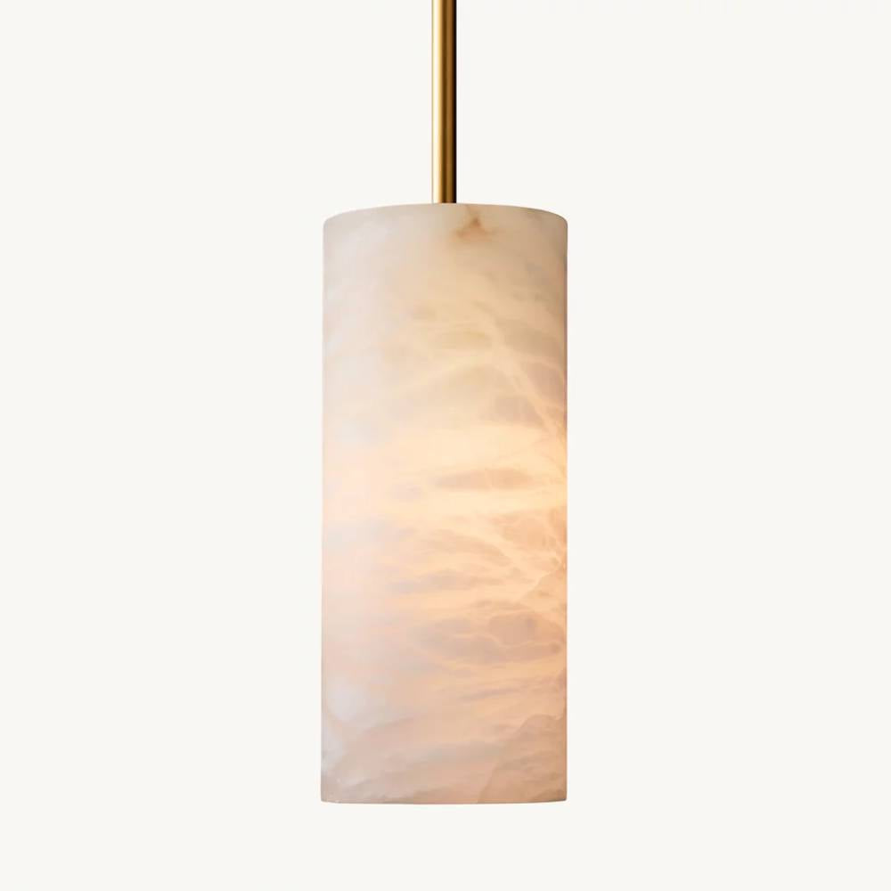 Brielle Alabaster Carved Cylinder Pendant Light