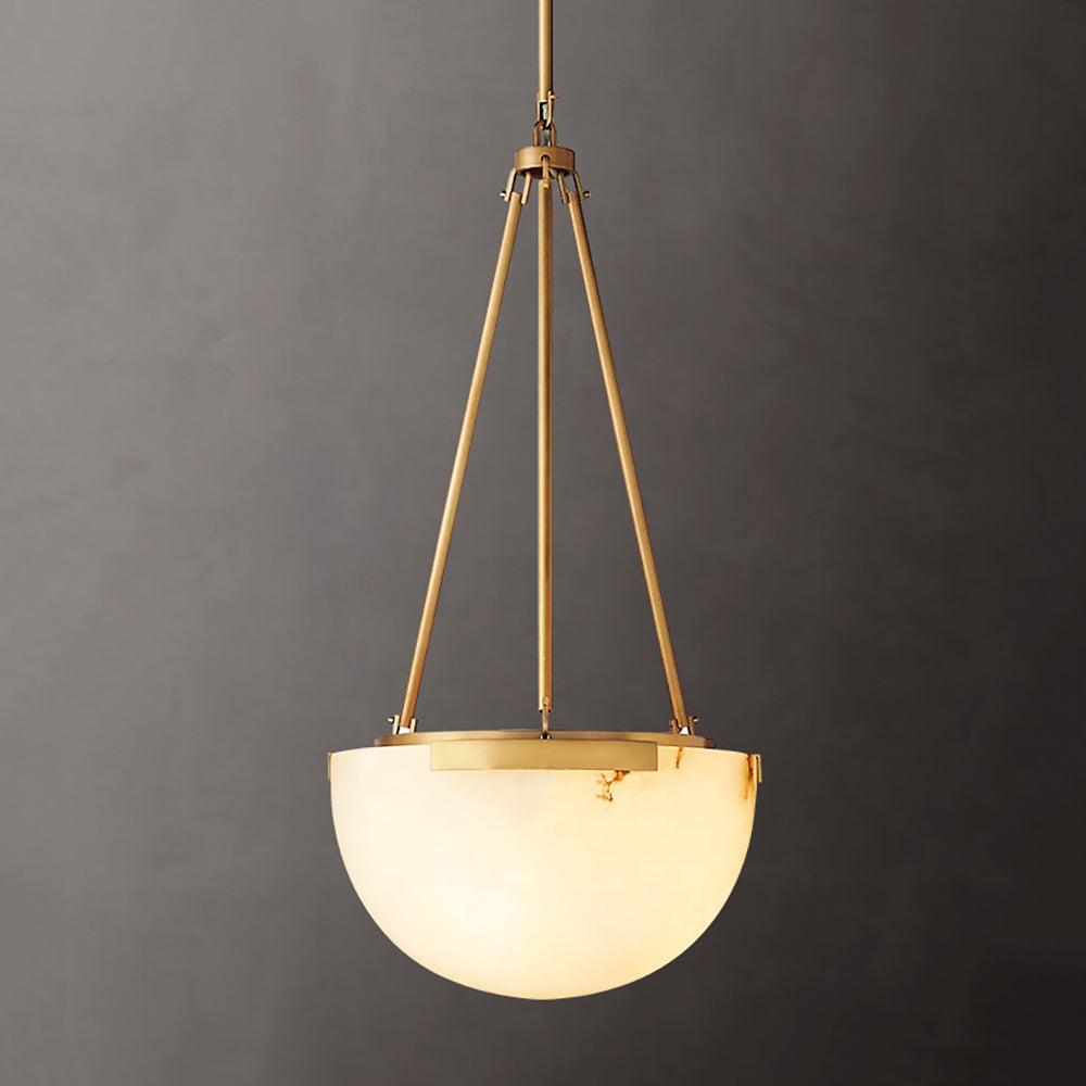 Halver Alabaster Dome Pendant Light