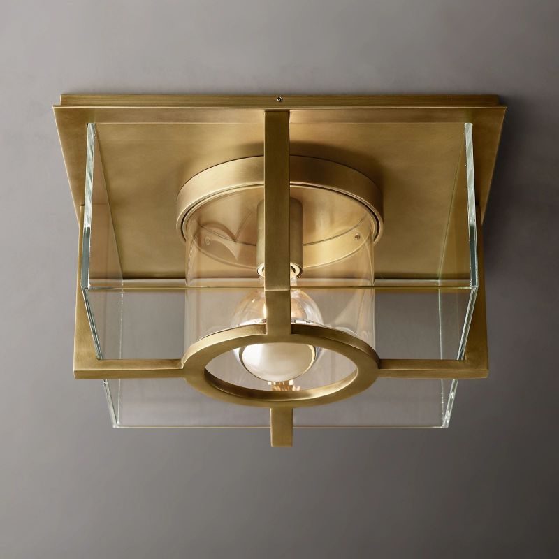 Petrus Structured Glass Square Flush Mount