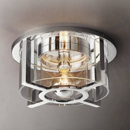 Petrus Structured Glass Round Flush Mount