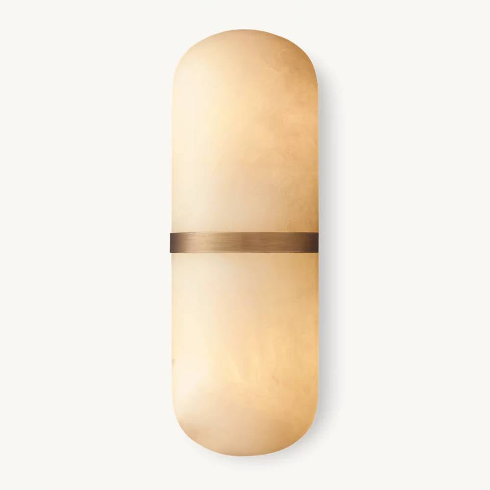 Halver Alabaster Panel Pill Wall Sconce