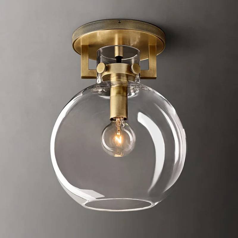 Machinist Glass Globe Flush Mount