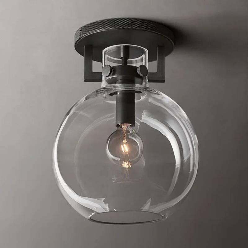 Machinist Glass Globe Flush Mount
