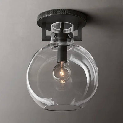 Machinist Glass Globe Flush Mount