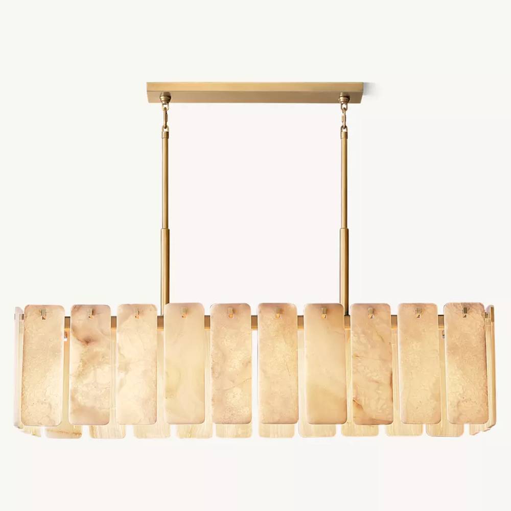 Calamette Striated Onyx Rectangular Chandelier 60"
