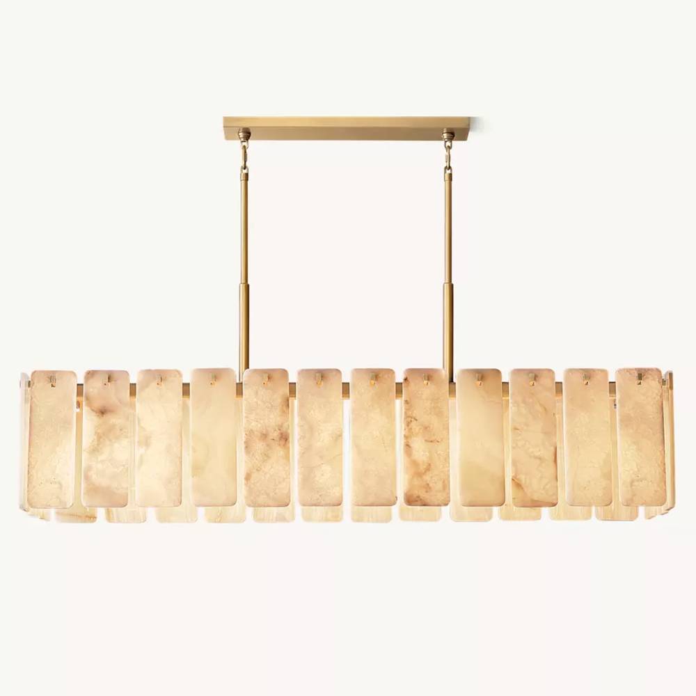 Calamette Striated Onyx Rectangular Chandelier 74"