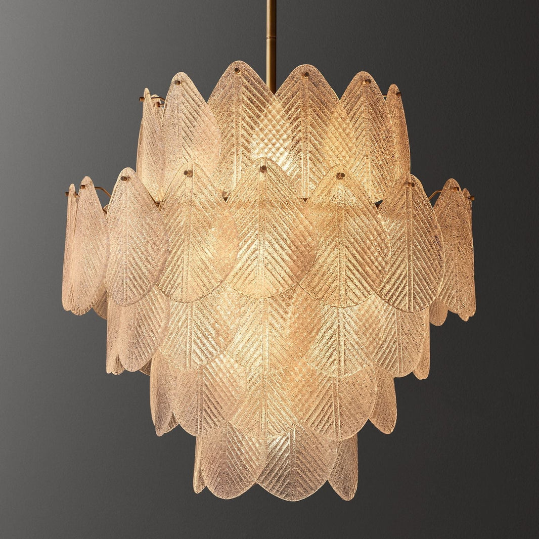 Vanero Pebble Leaf Round Chandelier 30"