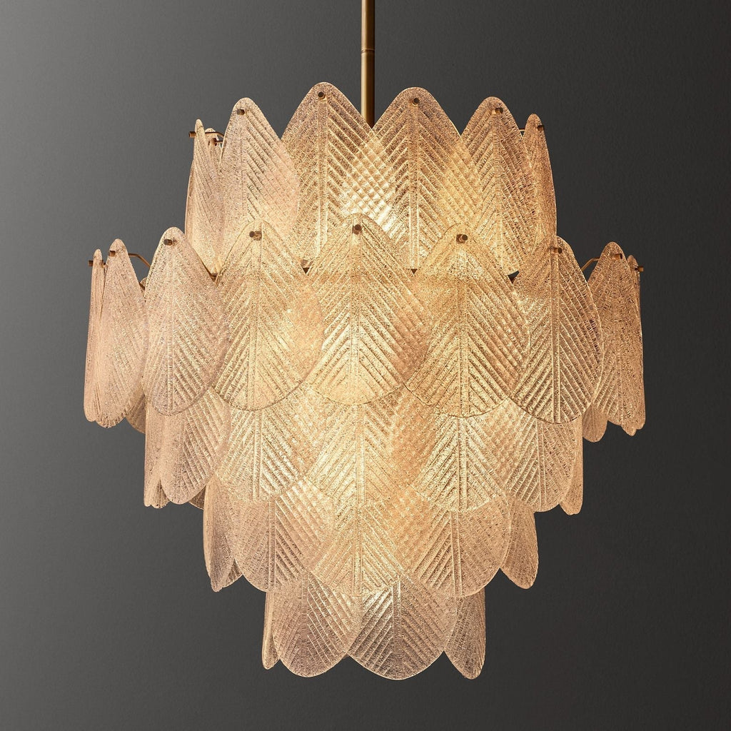 Vanero Pebble Leaf Round Chandelier 18"