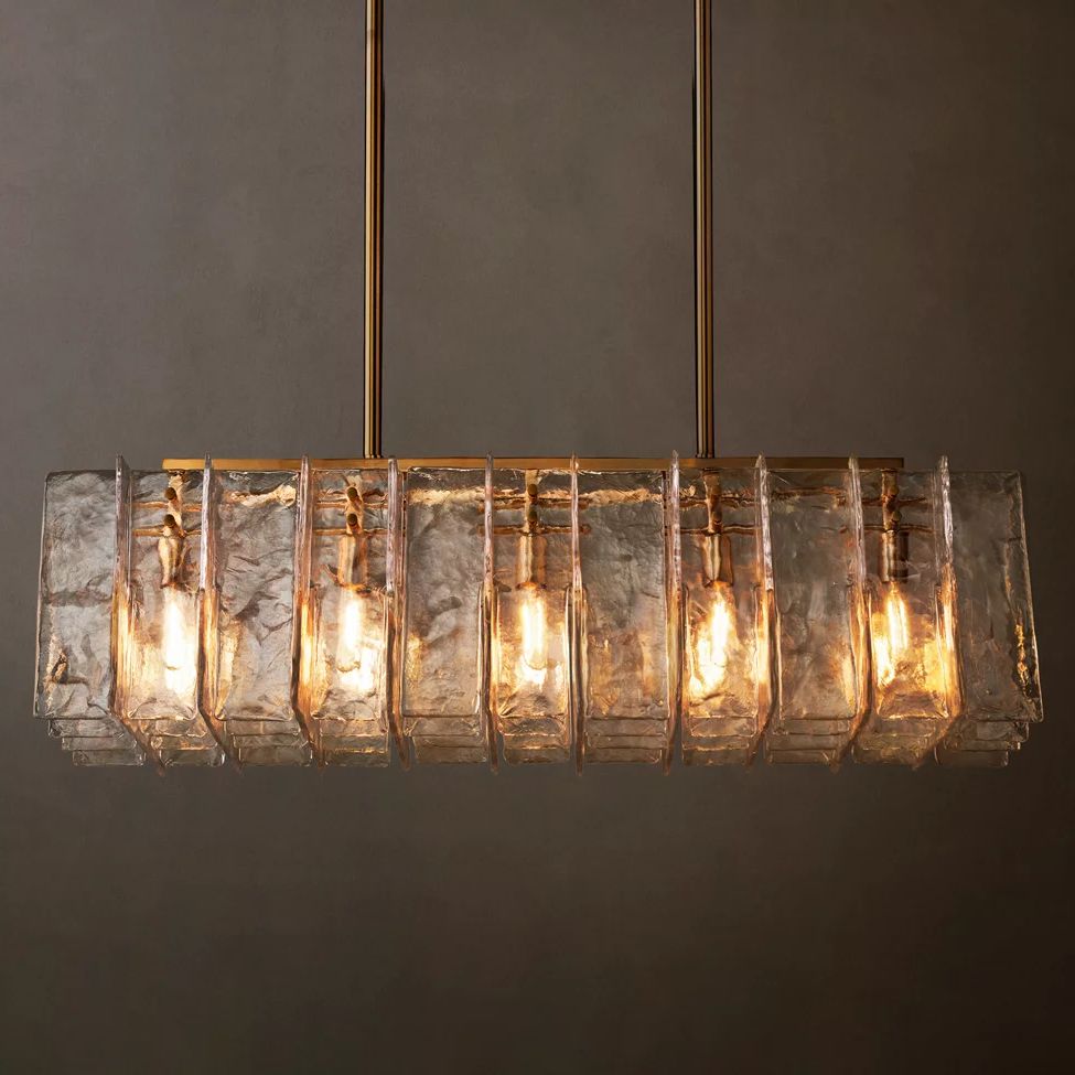 Lattice Module Glass Rectangular Chandelier 49"