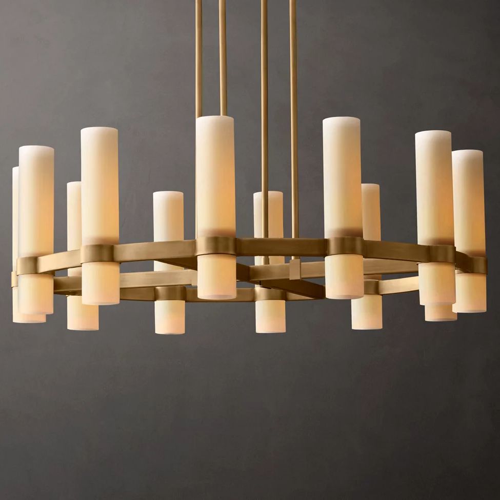 Ravelle Milk Glass Round Chandelier 36"