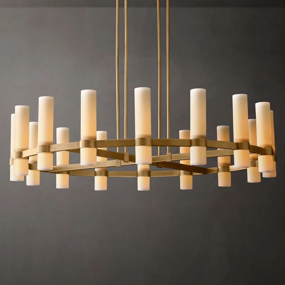 Ravelle Milk Glass Round Chandelier 48"