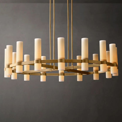 Ravelle Milk Glass Round Chandelier 48"