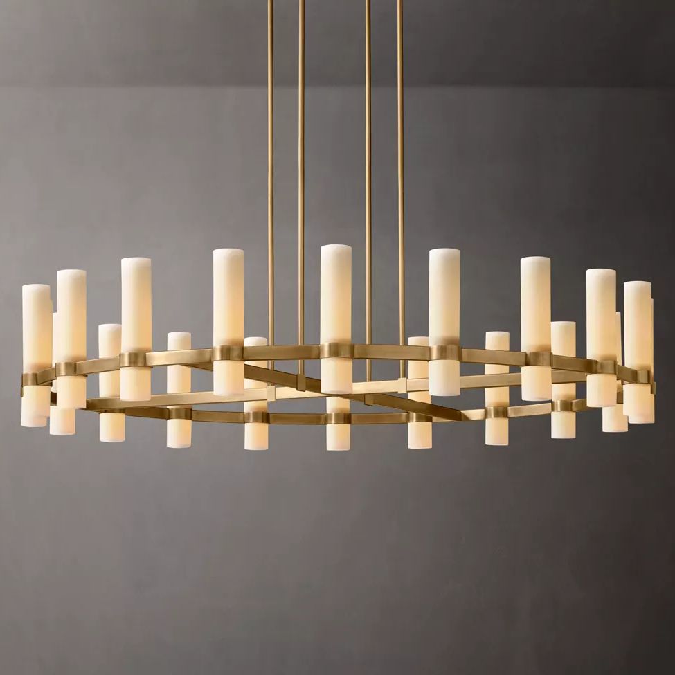 Ravelle Milk Glass Round Chandelier 60"