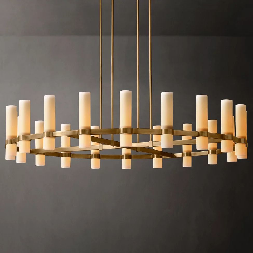 Ravelle Milk Glass Round Chandelier 60"