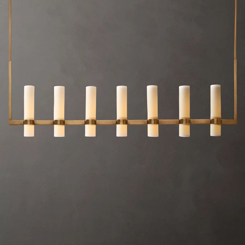 Ravelle Milk Glass Linear Chandelier 59"