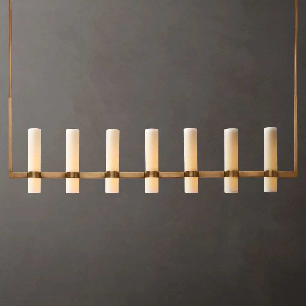 Ravelle Milk Glass Linear Chandelier 59"