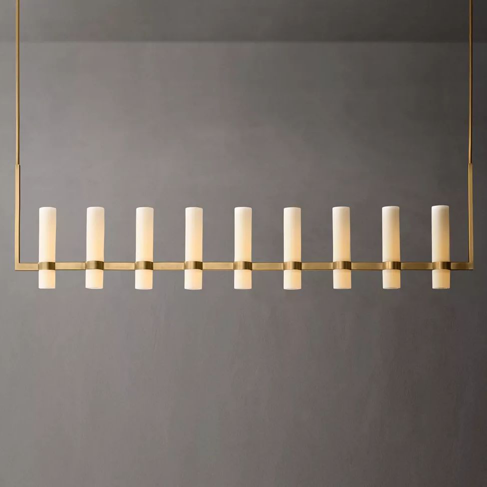 Ravelle Milk Glass Linear Chandelier 73"