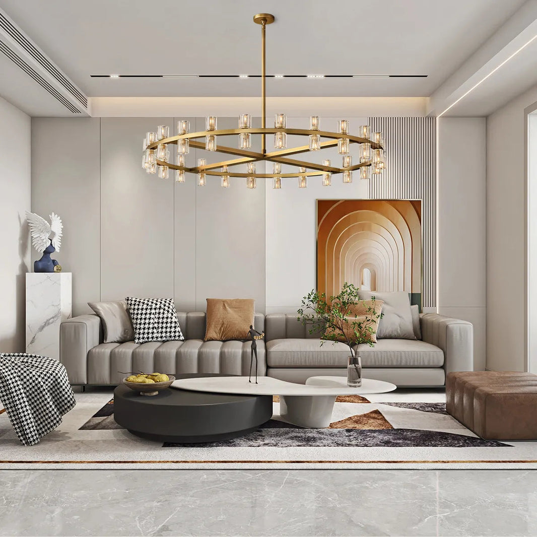 Arcachon Hexagon Crystal Round Chandelier 48"