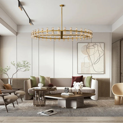 Arcachon Hexagon Crystal Round Chandelier 60"