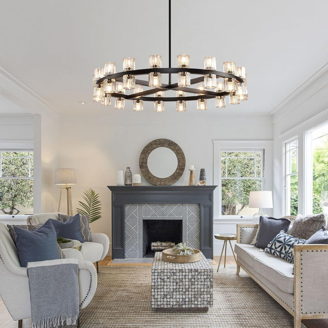 Arcachon Gear Crystal Round Chandelier 36"