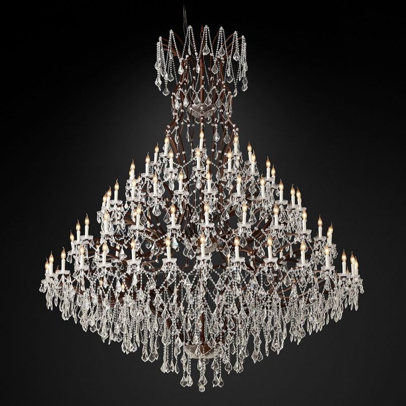 Rococo Vintage Crystal Round Chandelier 101"