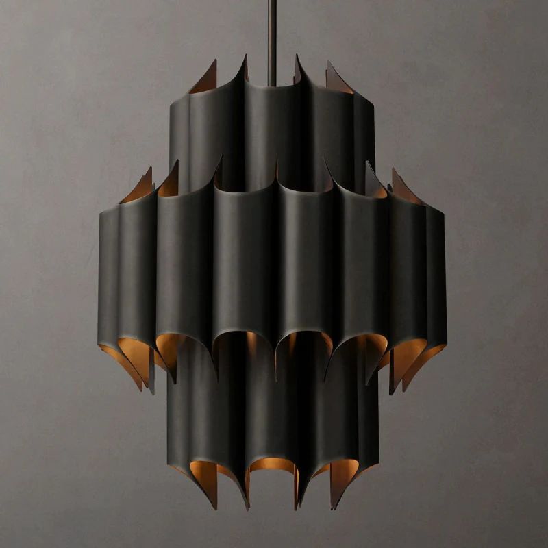 Cathedral Layered Curve Round Chandelier 24"