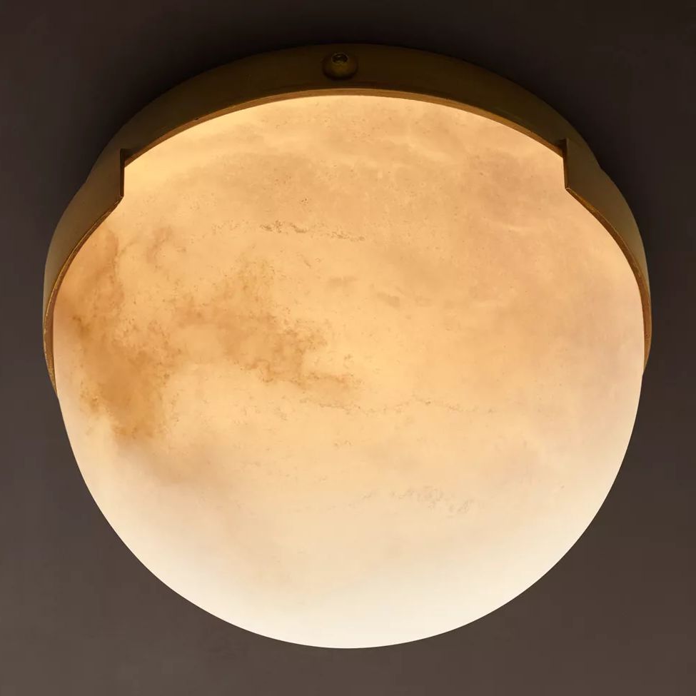 Halver Alabaster Dome Flush Mount